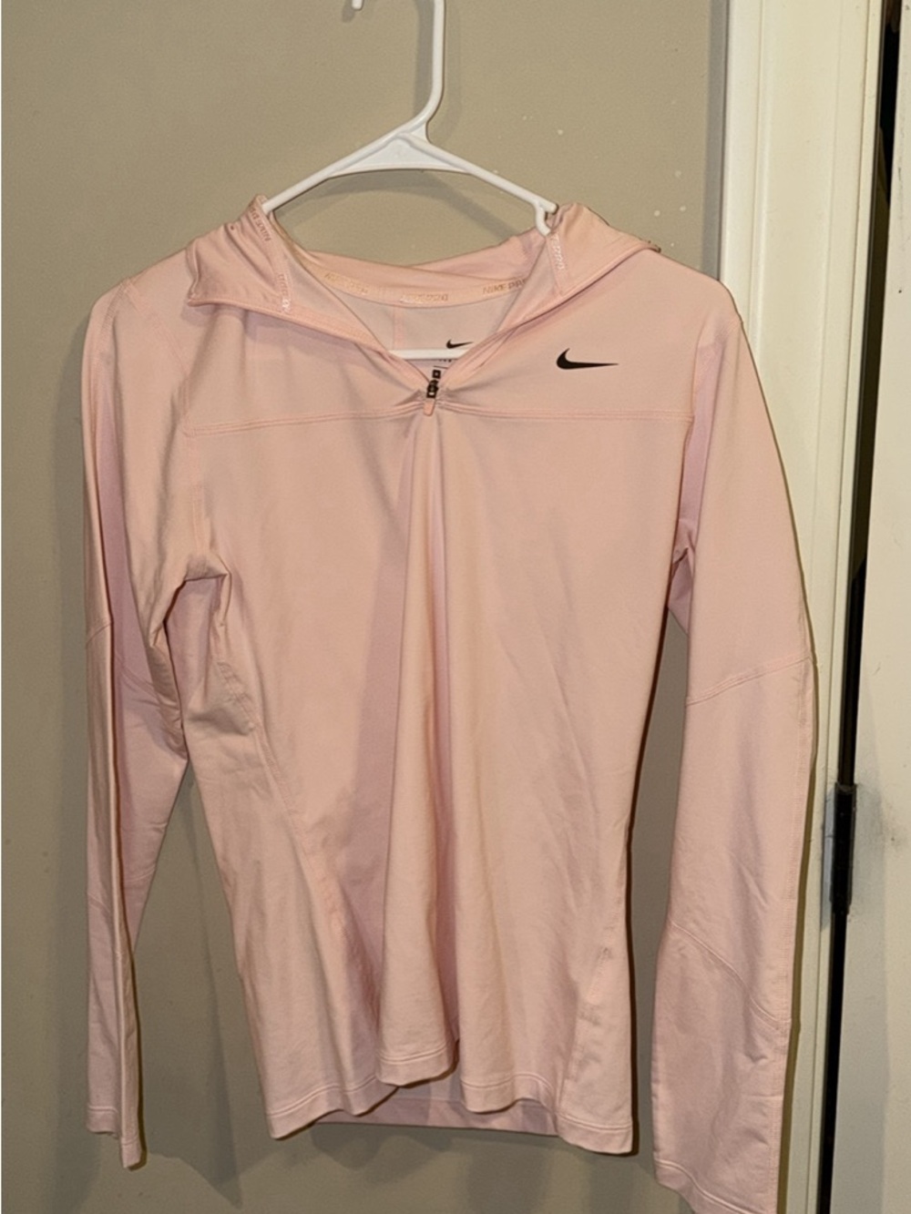 Nike Pink Half-Zip Hooded Long Sleeve Top
